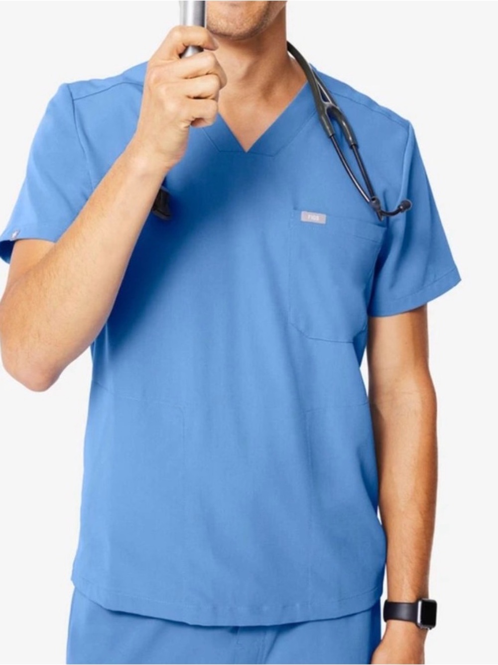 Figs Ceil Blue Chisec Three-Pocket Scrub Top style TM3000 Size Medium